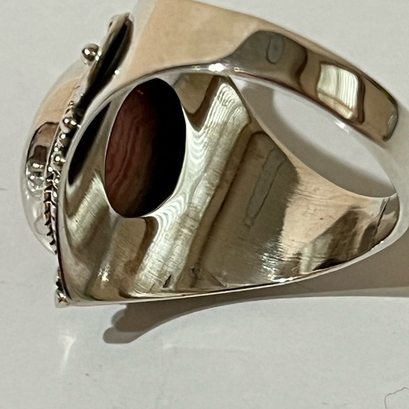 SOLID 925 STERLING SILVER GEMSTONE RHODOCHROSITE RING SIZE 8 - Picture 5 of 7